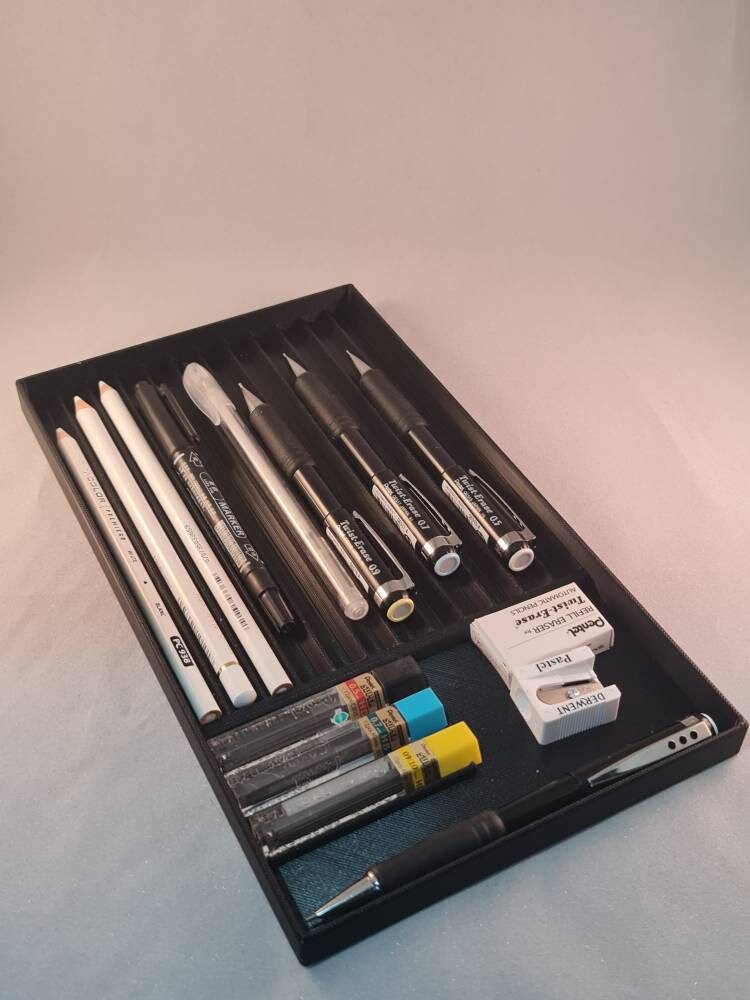 Art Supplies Storage Tray - Optional 2nd Tier for Pencils & Pens