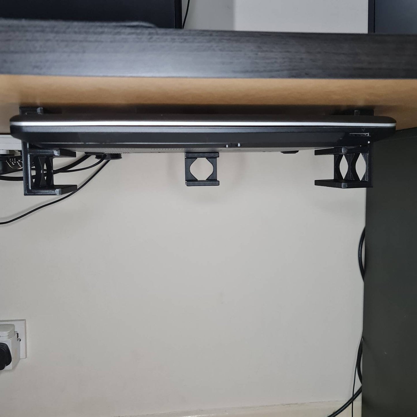 Under-Desk Dual Laptop & Tablet Storage Tray - Compact, Ultra-Strong Mount Drawer Rack for two Devices