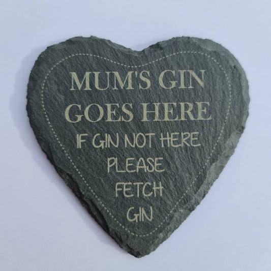 Natural Slate Mum heart coaster - personalised slate drinks coaster - mothers day - birthday - perfect gift