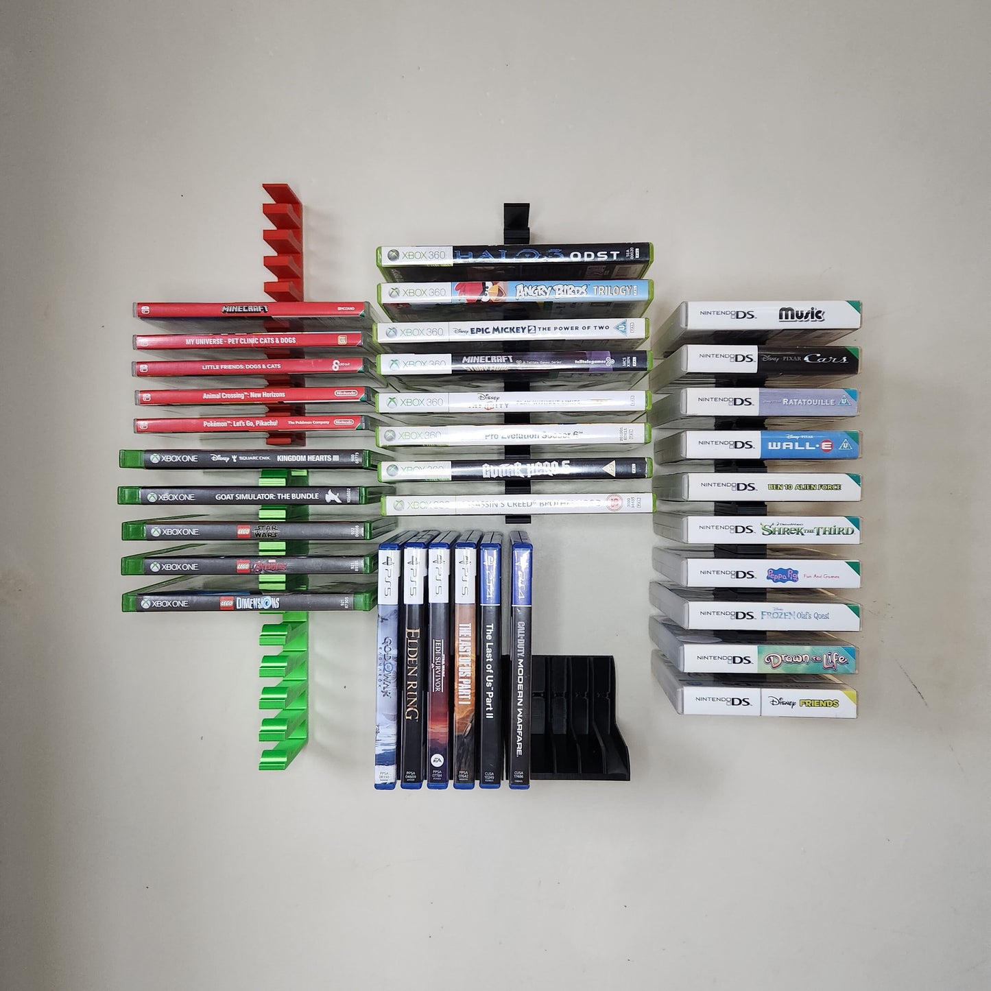 Modular Wall-Mounted Nintendo DS Game Storage Display Shelf - Horizontal Rack for 10 Games