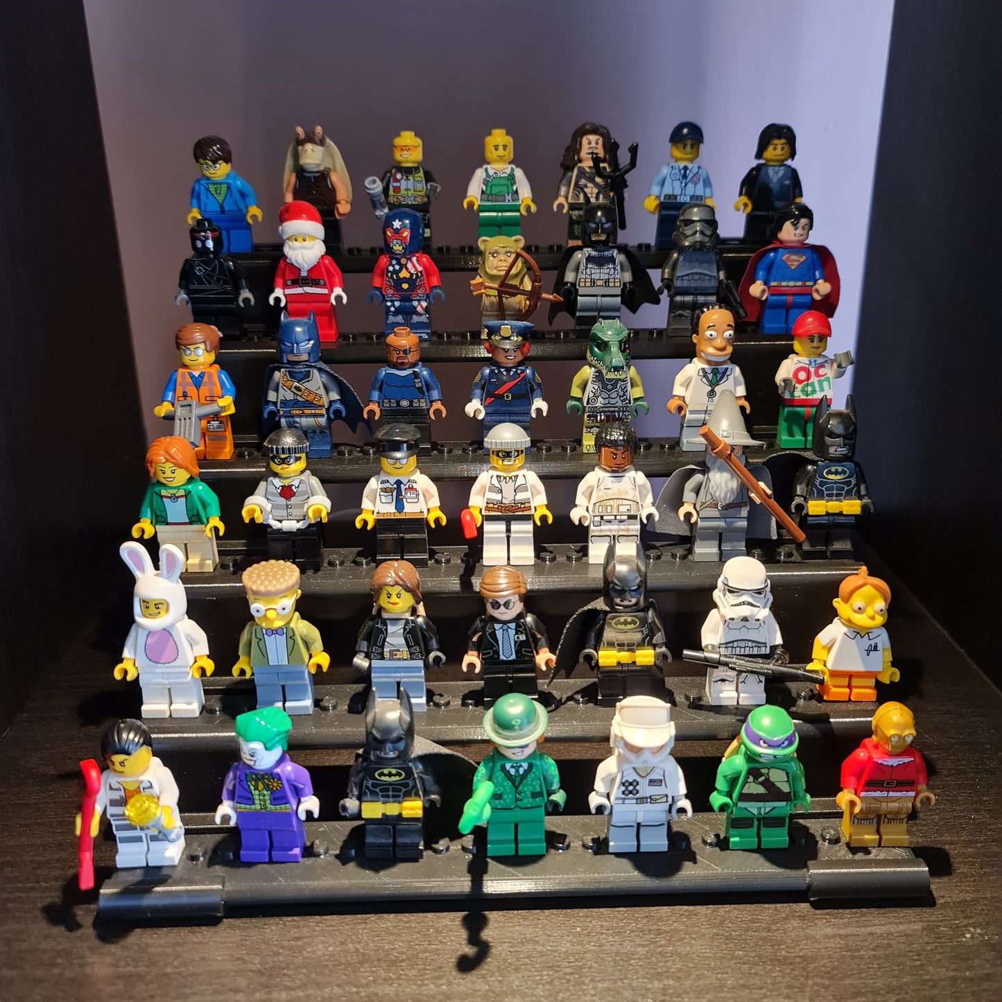 Tiered Display Stand for 42 Mini-Figures - Medium Storage Rack Shelf - Stadium-Style Fig Holder